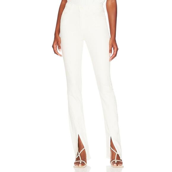 Mother The Rascal Sliced Up Heel Jeans Size 28 Antique White Cream Straight 35in - Picture 1 of 14